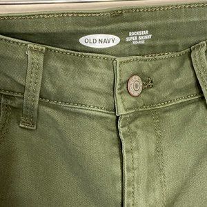 Old Navy Rockstar Super Skinny mid-rise jeans, olive green, size 6